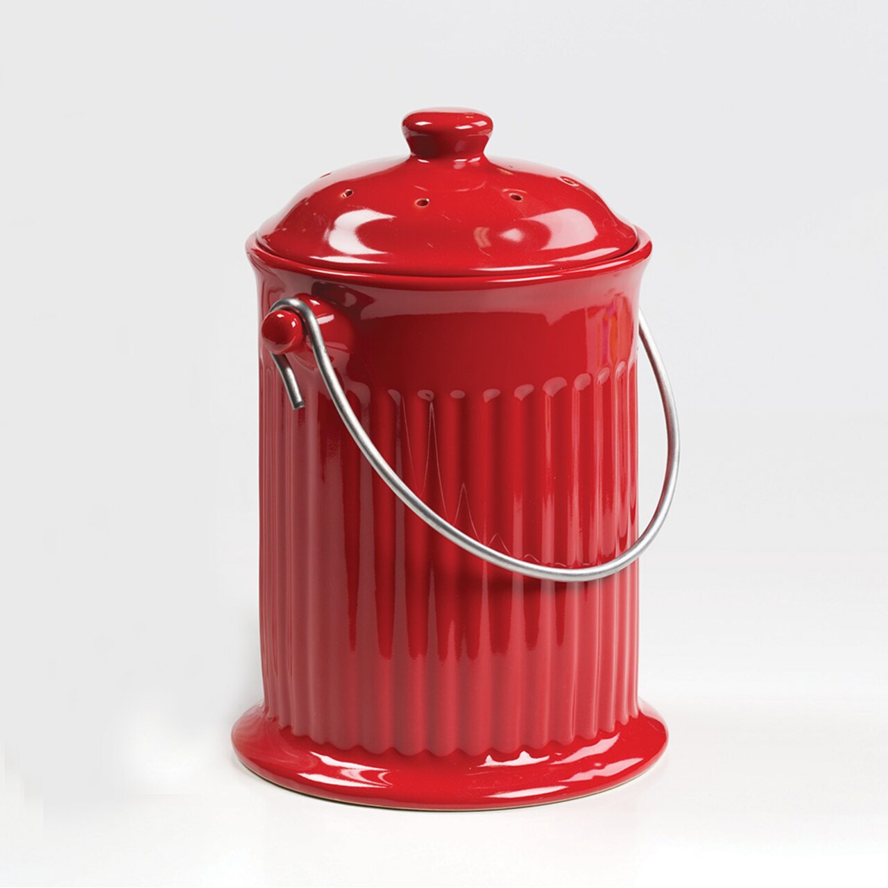 Norpro Ceramic Kitchen Compost Keeper - Countertop Pail with Filter that Prevents Odors, 1 Gallon 10 x 7.75 Inches